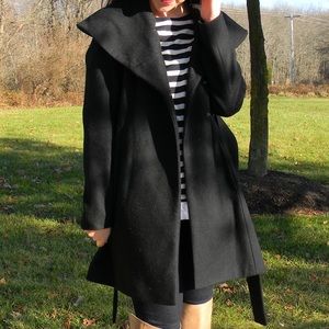 Shawl collar wool blend coat